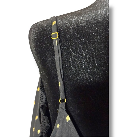 Adore Me Black Lace Cami w/ Gold Accents Adjustable Straps Black Lace Loose Fit - Picture 14 of 16